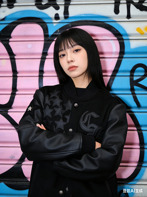 クロムハーツ 星の刺繍パッチワークベースボールカラーレザージャケット