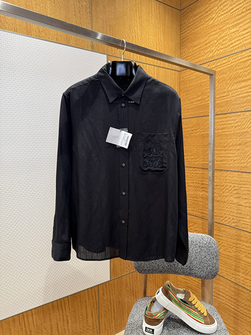 ロエベ 刺繍入りリネン長袖シャツ