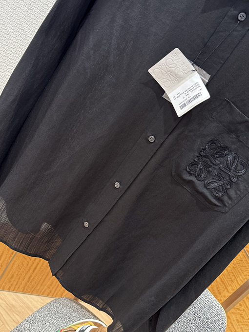 ロエベ 刺繍入りリネン長袖シャツ