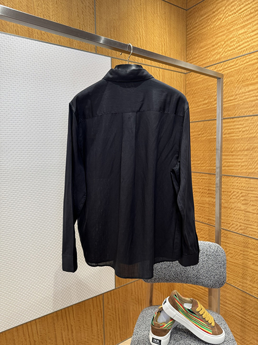 ロエベ 刺繍入りリネン長袖シャツ