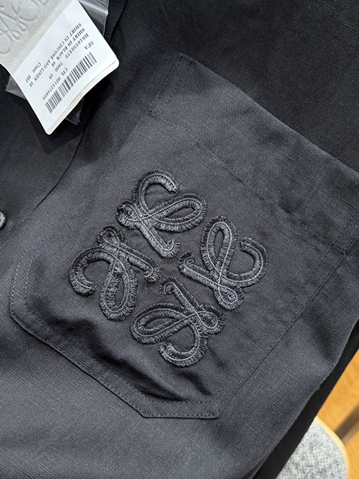 ロエベ 刺繍入りリネン長袖シャツ