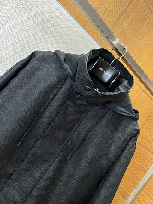 グッチ 両面リバーシブルスタンドカラーフードジャケット