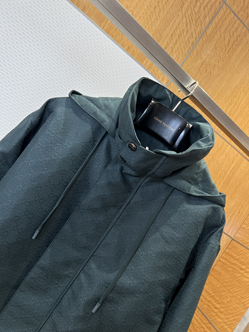 グッチ 両面リバーシブルスタンドカラーフードジャケット