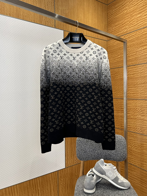 ルイヴィトンスーパーコピー グラデーション花柄のラウンドネックニットセーター