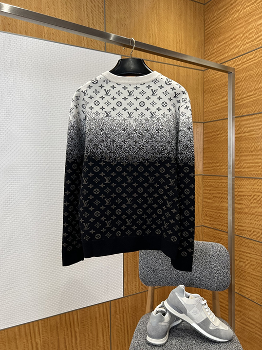 ルイヴィトンスーパーコピー グラデーション花柄のラウンドネックニットセーター