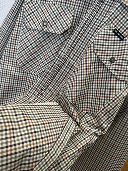 バレンシアガ チェック柄ポケット付きジップアップジャケット