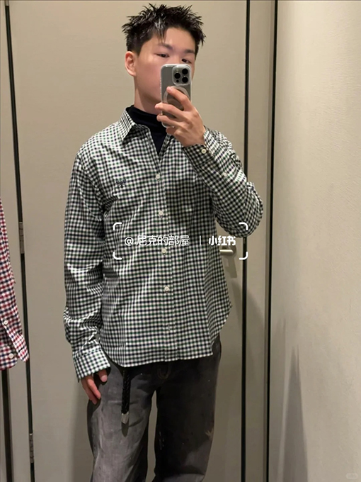 プラダ レトロなチェック柄の長袖シャツ