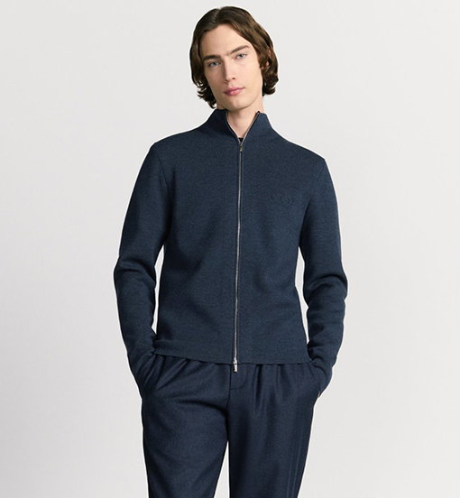 ディオール CD 刺繍入りニットジップアップカーディガン