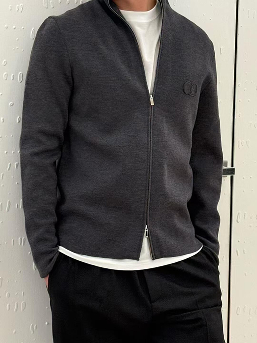 ディオール CD 刺繍入りニットジップアップカーディガン