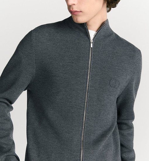 ディオール CD 刺繍入りニットジップアップカーディガン