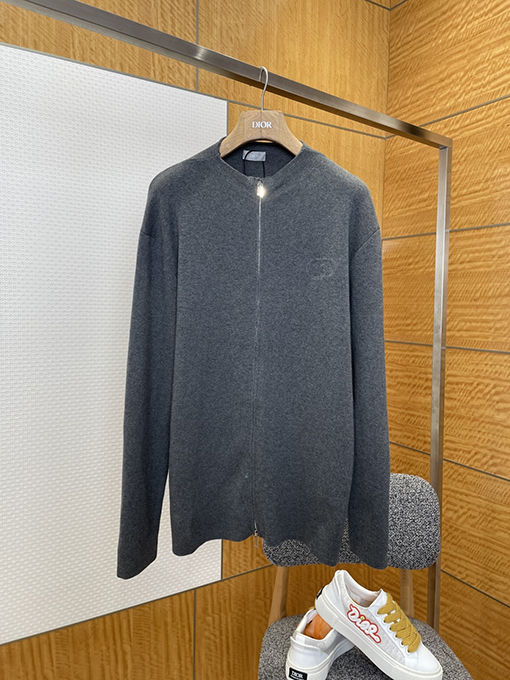 ディオール CD 刺繍入りニットジップアップカーディガン