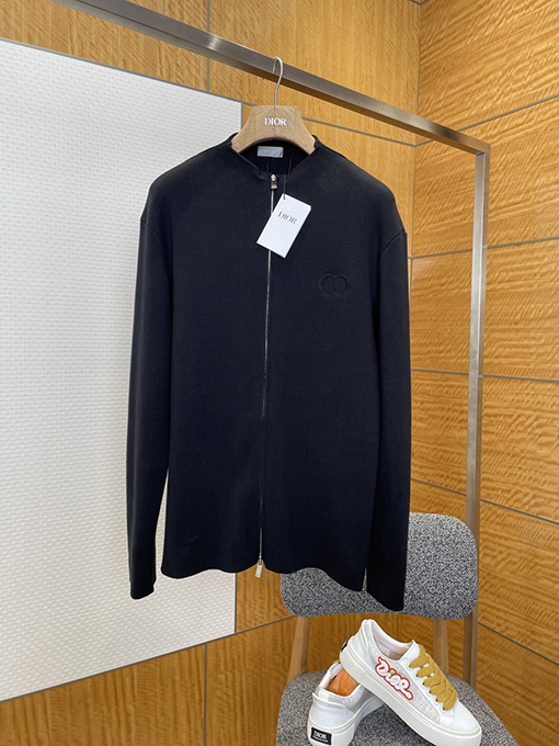 ディオール CD 刺繍入りニットジップアップカーディガン