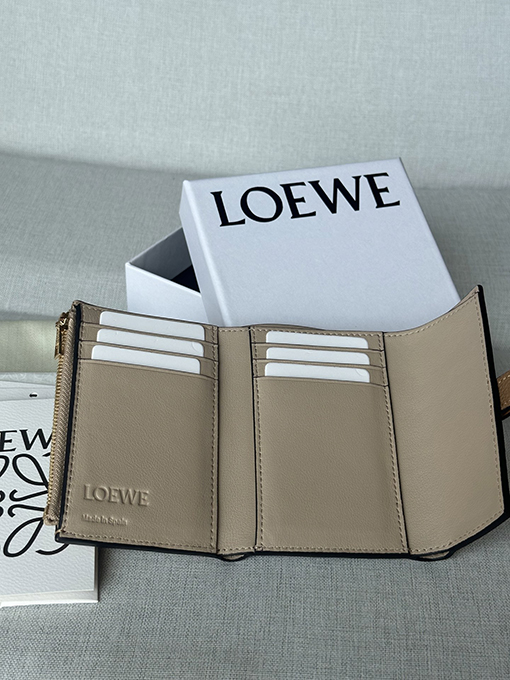 ロエベ 柔らかいグレインカーフスキンをした小ぶりなストレートウォレット