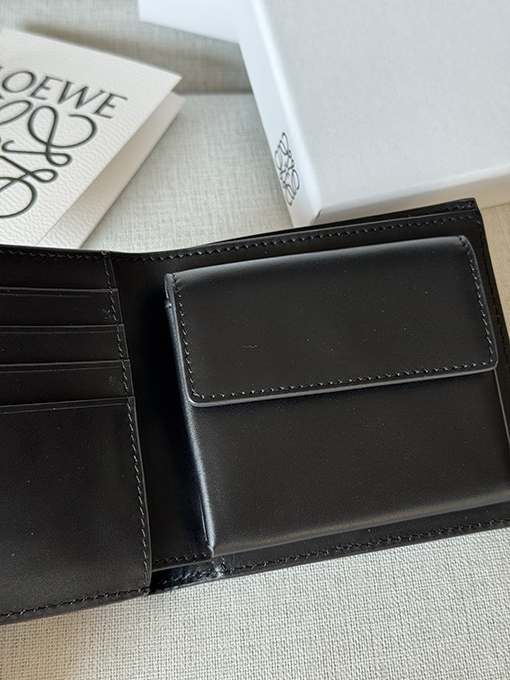 ロエベ ソフトグレイン牛革製パズル二つ折りコインウォレット X4C
