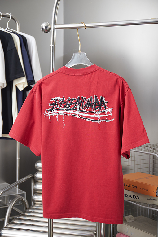 バレンシアガスーパーコピー Balenciaga 早春ロゴ刺繍入り半袖Tシャツ