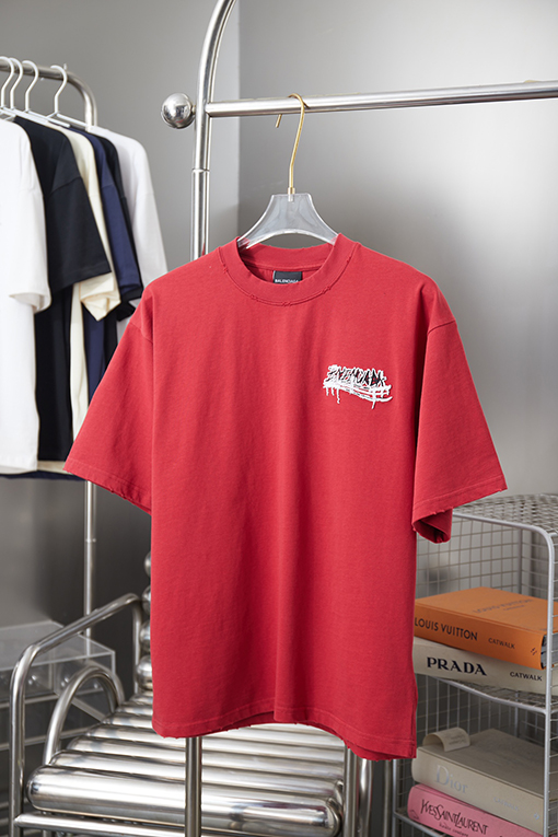 バレンシアガスーパーコピー Balenciaga 早春ロゴ刺繍入り半袖Tシャツ