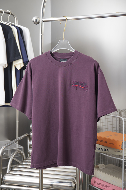 バレンシアガスーパーコピー Balenciaga 早春ロゴ刺繍入り半袖Tシャツ