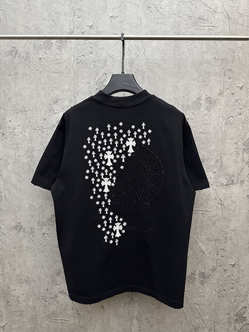 クロムハーツ スパンコール刺繍入り変色の半袖Tシャツ
