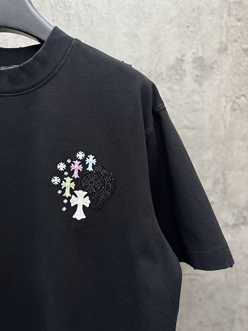 クロムハーツ スパンコール刺繍入り変色の半袖Tシャツ