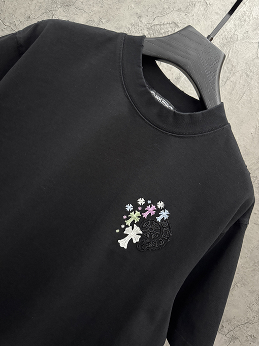 クロムハーツ スパンコール刺繍入り変色の半袖Tシャツ