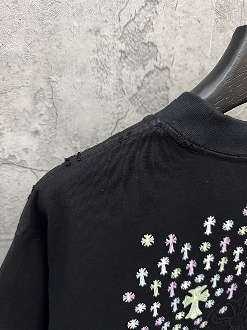 クロムハーツ スパンコール刺繍入り変色の半袖Tシャツ