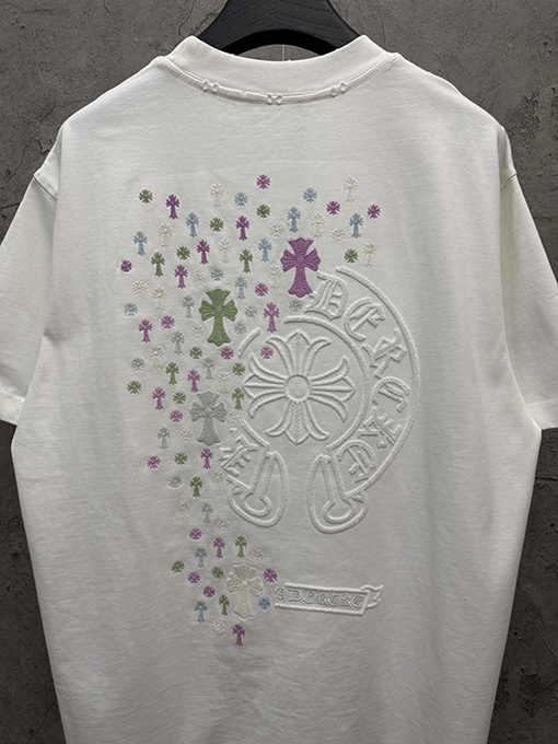 クロムハーツ スパンコール刺繍入り変色の半袖Tシャツ