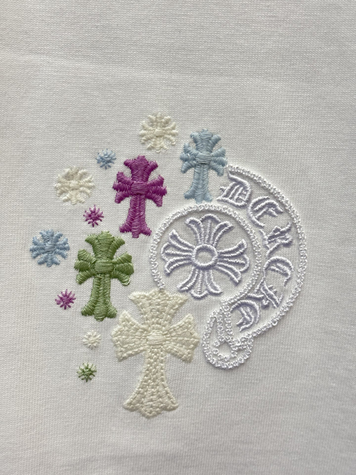クロムハーツ スパンコール刺繍入り変色の半袖Tシャツ