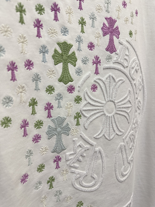 クロムハーツ スパンコール刺繍入り変色の半袖Tシャツ