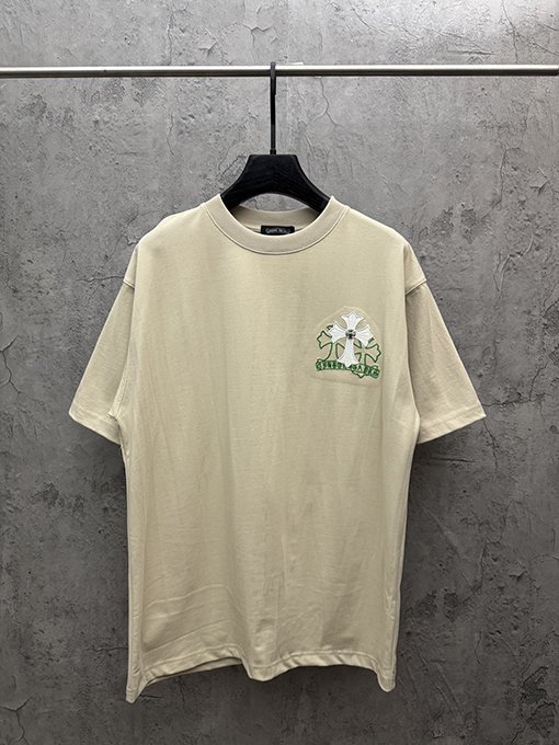 クロムハーツ アメリカンスタイルのレーザー刺繍入り半袖Tシャツ