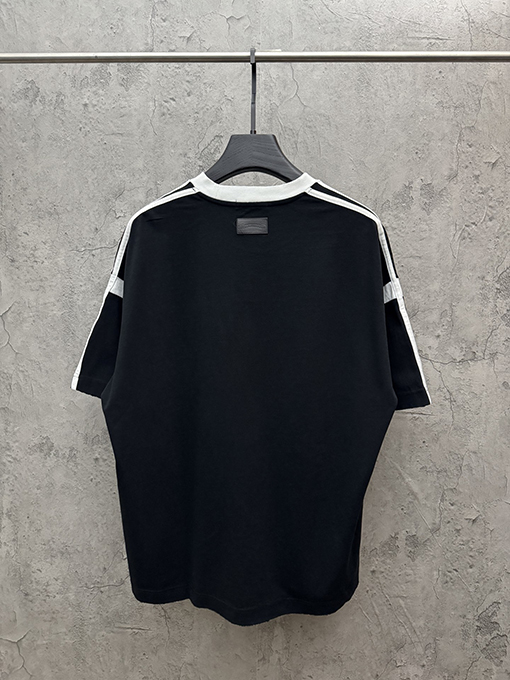 クロムハーツブランドコピー アメリカンスタイルのツートンカラーのアップリケ刺繍りカップル半袖Tシャツ