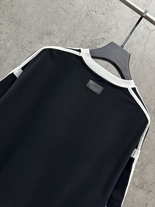 クロムハーツブランドコピー アメリカンスタイルのツートンカラーのアップリケ刺繍りカップル半袖Tシャツ