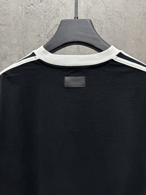 クロムハーツブランドコピー アメリカンスタイルのツートンカラーのアップリケ刺繍りカップル半袖Tシャツ