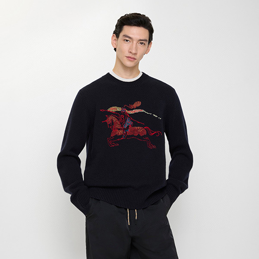 バーバリー ウォーホース刺繍ロゴニットウェア