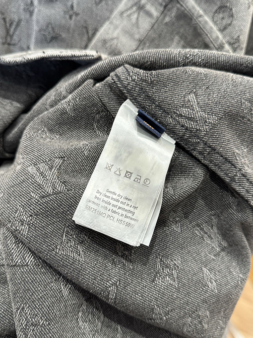 ルイヴィトン 全面プリントの襟付きシングルブレストデニム長袖シャツ