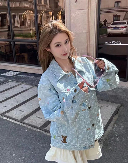 ルイヴィトン 全面カラージャカード襟のデニムジャケット