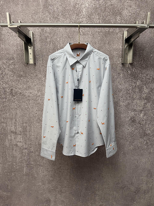 ルイヴィトン 新作ストライプ柄花柄長袖シャツ