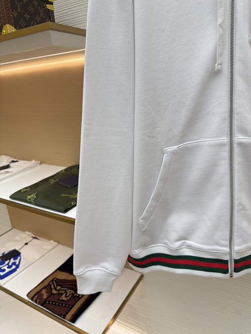 グッチブランドスーパーコピー Gucci リブ編みコットンジップアップパーカー