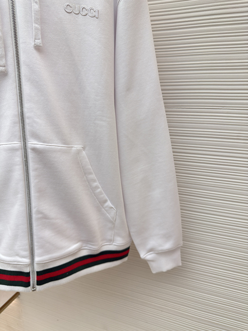 グッチブランドスーパーコピー Gucci リブ編みコットンジップアップパーカー