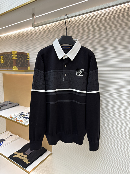 ルイヴィトン リブ編みコットンジップアップパーカー