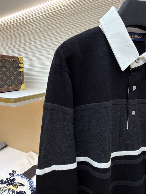 ルイヴィトン リブ編みコットンジップアップパーカー