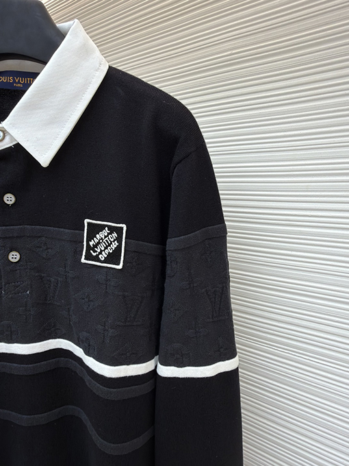 ルイヴィトン リブ編みコットンジップアップパーカー