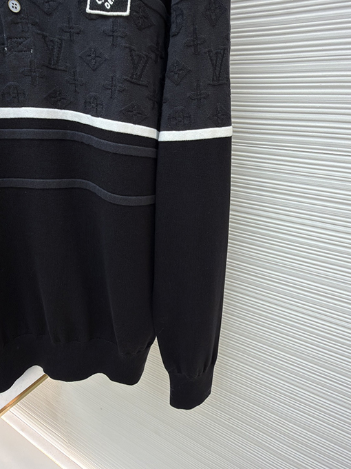 ルイヴィトン リブ編みコットンジップアップパーカー