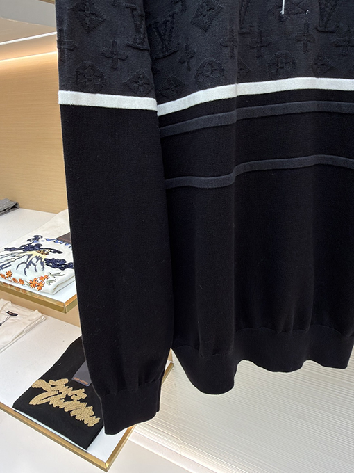 ルイヴィトン リブ編みコットンジップアップパーカー