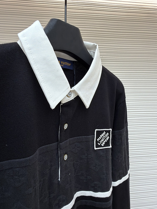 ルイヴィトン リブ編みコットンジップアップパーカー