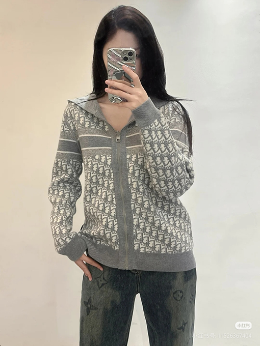 ディオール 両面カシミヤジップアップフード付きジャケット