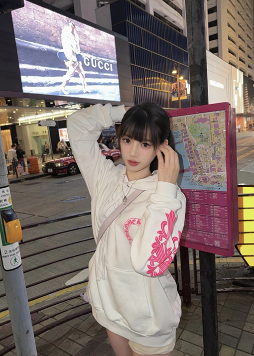 クロムハーツ ピンクの蹄鉄柄ジップアップパーカー