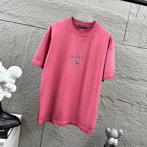 クロムハーツ 重工業なダメージヴィンテージスタイル立体なカラーホットフィックスラインストーン付き半袖Tシャツ