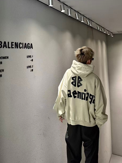バレンシアガ Balenciaga マスキングテープ文字プリントパーカー