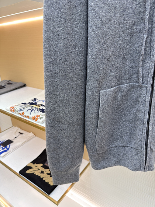 バーバリースーパーコピー 刺繍入りジップアップフード付きカーディガン