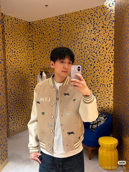 ルイヴィトン 動物の刺繍入りベースボールジャージ